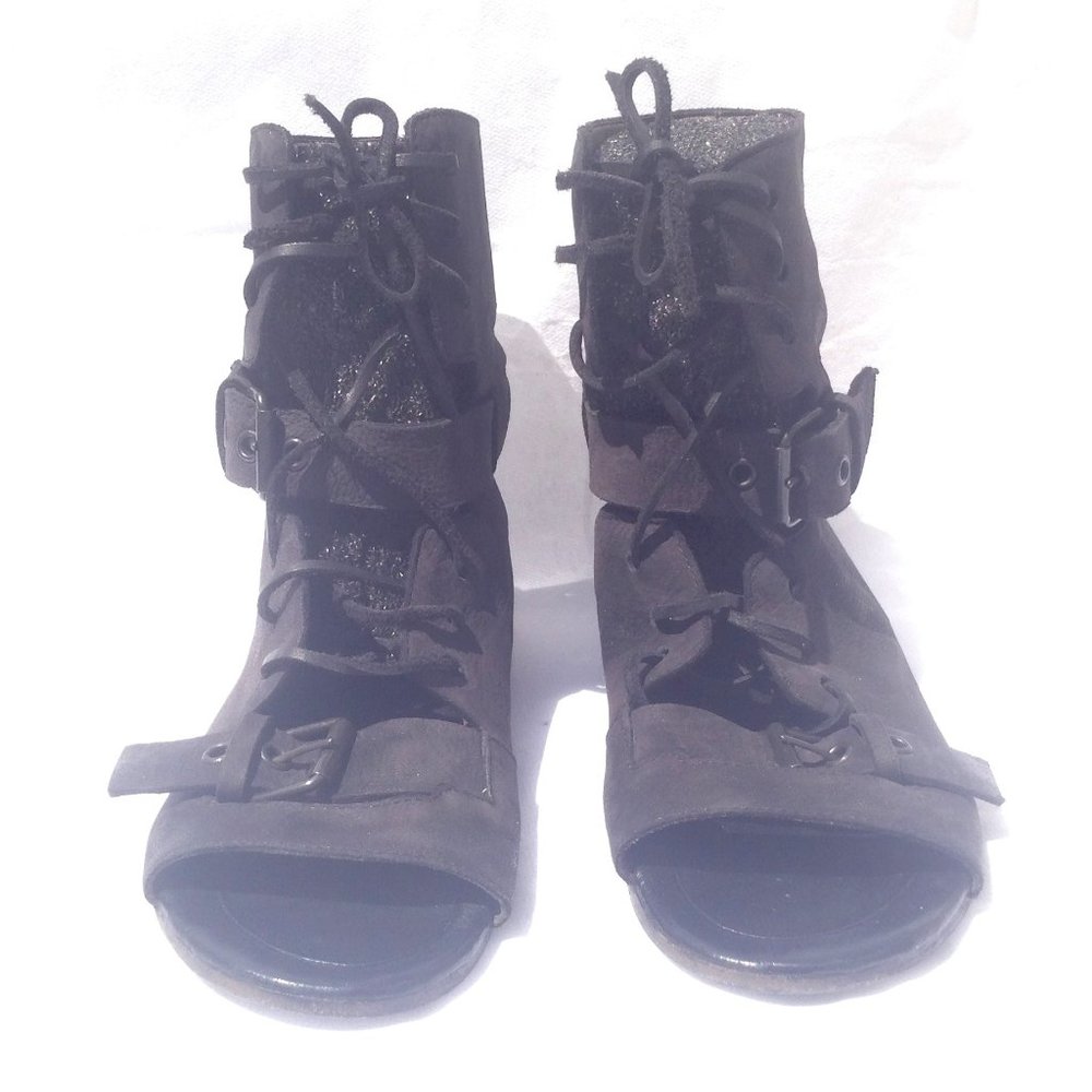 MARSÈLL Leather Gladiator Lace Up Strap Sandals